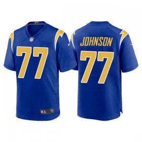 Wholesale Cheap Men\'s Los Angeles Chargers #77 Zion Johnson Royal Limited Stitched Jersey