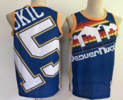 Wholesale Cheap Men's Denver Nuggets #15 Nikola Jokic Blue Big Face Mitchell Ness Hardwood Classics Soul Swingman Throwback Jersey