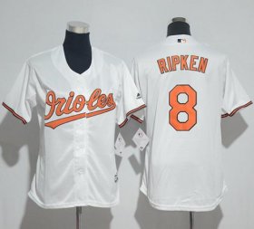 Wholesale Cheap Orioles #8 Cal Ripken White Home Women\'s Stitched MLB Jersey