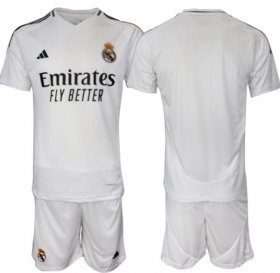 Men\'s Real Madrid Custom 24-25 White Home Soccer Jersey Suit