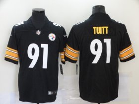 Wholesale Cheap Men\'s Pittsburgh Steelers #91 Stephon Tuitt Black 2020 Vapor Untouchable Stitched NFL Nike Throwback Limited Jersey