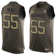 Wholesale Cheap Nike Chargers #55 Junior Seau Green Men's Stitched NFL Limited Salute To Service Tank Top Jersey