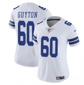 Cheap Women\'s Dallas Cowboys #60 Tyler Guyton White 2024 Draft Vapor Limited Football Stitched Jersey(Run Small)