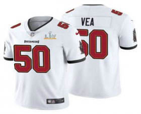 Wholesale Cheap Men\'s Tampa Bay Buccaneers #50 Vita Vea White 2021 Super Bowl LV Limited Stitched NFL Jersey