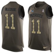 Wholesale Cheap Nike Patriots #11 Drew Bledsoe Green Men's Stitched NFL Limited Salute To Service Tank Top Jersey