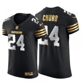 Wholesale Cheap Cleveland Browns #24 Nick Chubb Men\'s Nike Black Edition Vapor Untouchable Elite NFL Jersey