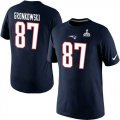 Wholesale Cheap Nike New England Patriots #87 Rob Gronkowski Pride Name & Number 2015 Super Bowl XLIX NFL T-Shirt Navy Blue