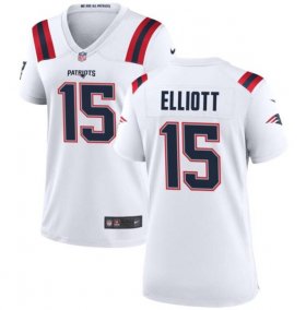 Cheap Women\'s New England Patriots #15 Ezekiel Elliott White Stitched Jersey(Run Small)