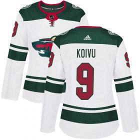 Wholesale Cheap Adidas Wild #9 Mikko Koivu White Road Authentic Women\'s Stitched NHL Jersey