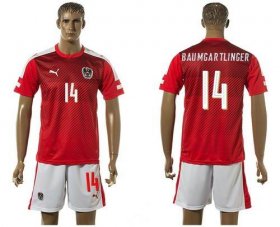 Wholesale Cheap Austria #14 Baumgartlinger Red Home Soccer Country Jersey