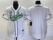 Wholesale Cheap Men's Philadelphia Eagles Blank White With C Patch Cool Base Stitched Baseball Jersey