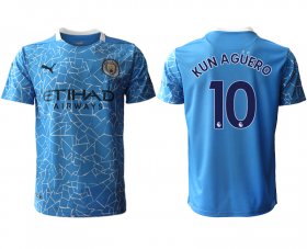 Wholesale Cheap Men 2020-2021 club Manchester City home aaa version 10 blue Soccer Jerseys