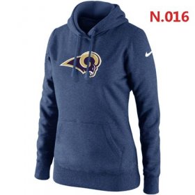 Wholesale Cheap Women\'s Los Angeles Rams Logo Pullover Hoodie Dark Blue