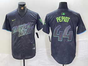 Cheap Men\'s Tampa Bay Rays #44 Ryan Pepiot Charcoal 2024 City Connect Limited Cool Base Jersey