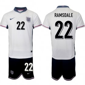 Men\'s England #22 Aaron Ramsdale 2024-25 White Home Soccer Jersey Suit