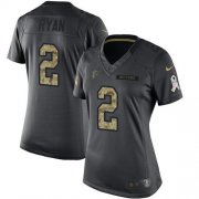 Wholesale Cheap Nike Falcons #2 Matt Ryan Black Women's Stitched NFL Limited 2016 Salute to Service Jersey