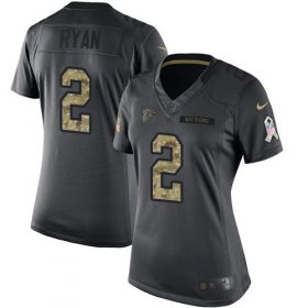 Wholesale Cheap Nike Falcons #2 Matt Ryan Black Women\'s Stitched NFL Limited 2016 Salute to Service Jersey