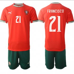 Cheap Men\'s Portugal Team #21 Francisco 2025 Red Home Soccer Jersey Suit