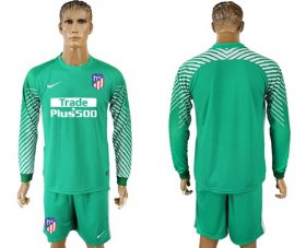 Wholesale Cheap Atletico Madrid Blank Green Goalkeeper Long Sleeves Soccer Club Jersey