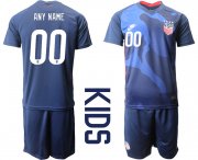 Wholesale Cheap Youth 2020-2021 Season National team United States away blue customized Soccer Jersey