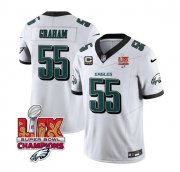 Cheap Men's Philadelphia Eagles #55 Brandon Graham White 2025 Eagles Logo Super Bowl LIX Patch And 4-Star C Patch New F.U.S.E. Vapor Limited Football Stitched Jersey