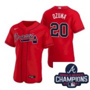 Wholesale Cheap Men Nike Atlanta Braves 20 Marcell Ozuna Red Alternate Stitched Baseball Stitched MLB 2021 Champions Patch Jersey