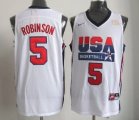 Wholesale Cheap 1992 Olympics Team USA #5 David Robinson White Swingman Jersey