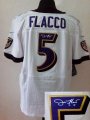 Wholesale Cheap Nike Ravens #5 Joe Flacco White Men's Stitched NFL Elite Autographed Jersey