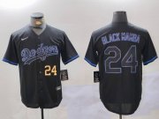 Cheap Men's Los Angeles Dodgers #24 Kobe Bryant Black Mamba Lights Out Black Fashion Stitched Cool Base Jersey