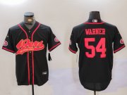 Cheap Men's San Francisco 49ers #54 Fred Warner Black With Patch Cool Base Stitched Baseball Jersey