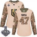 Wholesale Cheap Adidas Golden Knights #47 Luca Sbisa Camo Authentic 2017 Veterans Day 2018 Stanley Cup Final Women's Stitched NHL Jersey