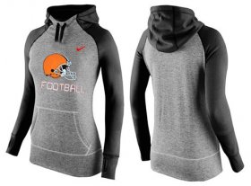 Wholesale Cheap Women\'s Nike Cleveland Browns Performance Hoodie Grey & Black