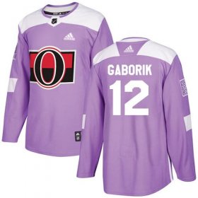 Wholesale Cheap Adidas Senators #12 Marian Gaborik Purple Authentic Fights Cancer Stitched NHL Jersey