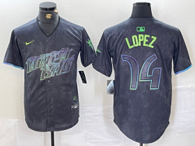 Cheap Men\'s Tampa Bay Rays #14 Jacob Lopez Charcoal 2024 City Connect Limited Cool Base Jersey