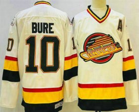 Cheap Men\'s Vancouver Canucks #10 Pavel Bure White Throwback CCM Jersey