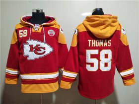 Wholesale Men\'s Kansas City Chiefs #58 Derrick Thomas Red Lace-Up Pullover Hoodie