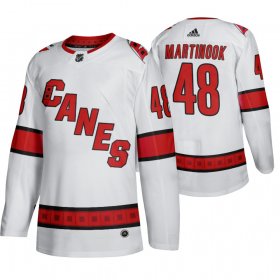 Wholesale Cheap Carolina Hurricanes #48 Jordan Martinook Men\'s 2019-20 Away Authentic Player White Stitched NHL Jersey