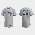 Wholesale Men's Jordan Romano Blue Jays #68 Gray Authentic Road Jersey