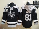 Wholesale Cheap Men's Las Vegas Raiders #81 Antonio Brown NEW Black 2020 Inaugural Season Pocket Stitched NFL Pullover Hoodie