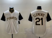 Cheap Men's Pittsburgh Pirates #21 Roberto Clemente White Cool Base Stitched Jersey