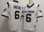 Cheap Men's West Virginia Mountaineers #6 Garrett Greene White FUSE College Stitched Jersey