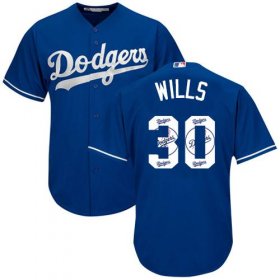 Wholesale Cheap Dodgers #30 Maury Wills Blue Team Logo Fashion Stitched MLB Jersey