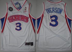 Wholesale Cheap NBA Philadelphia 76ers 3 Allen Iverson White 10th Soul Swingman Jersey