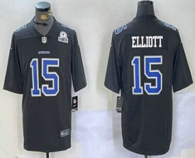 Men\'s Dallas Cowboys #15 Ezekiel Elliott Black Throwback With 1960 Patch Vapor Limited Stitched Jersey