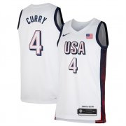 Cheap Men's USA Basketball #4 Stephen Curry White 2024 Swingman Stitched Jersey