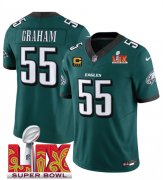 Cheap Men's Philadelphia Eagles #55 Brandon Graham Green 2025 Super Bowl LIX Patch And 4-Star C Gold Patch New F.U.S.E. Vapor Limited Football Stitched Jersey