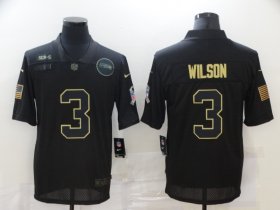 Wholesale Cheap Men\'s Seattle Seahawks #3 Russell Wilson Black 2020 Salute To Service Stitched NFL Nike Limited Jersey