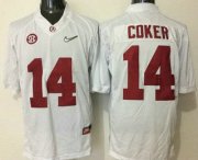 Wholesale Cheap Men's Alabama Crimson Tide #14 Jake Coker White 2016 Playoff Diamond Quest College Football Nike Limited Jersey