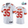 Wholesale Cheap Men's Kansas City Chiefs #35 Jaylen Watson White Super Bowl LVII Patch Vapor Untouchable Limited Stitched Jersey