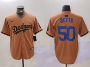 Cheap Men's Los Angeles Dodgers #50 Mookie Betts Olive Cool Base Limited Stitched Jersey